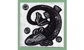 Piastrella con salamandra  lato cm. 7,5  Arte della Ceramica 1920 ca.