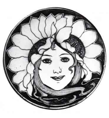 Disco con testa femminile diam. cm. 15  AdC  1898-1900